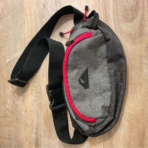 Gray and Red Men's Quicksilver Crossbody Bag